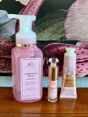 NEW 3-Pc CHAMPAGNE TOAST Set Bath & Body Works Trio